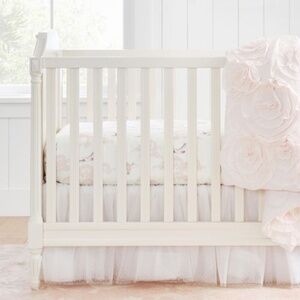 NWT POTTERY BARN X MONIQUE LHUILLIER TULLE DOT CRIB SKIRT WHITE ONE SIZE